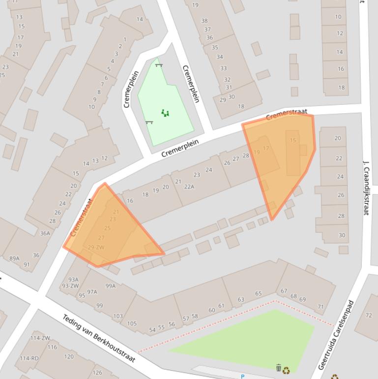 Kaart van postcodegebied 2032KL.