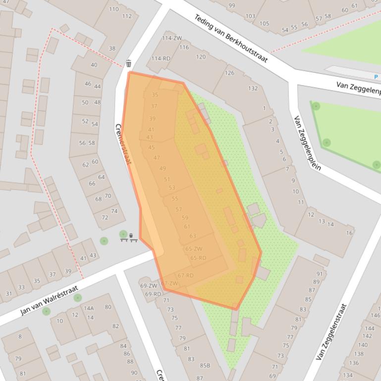 Kaart van postcodegebied 2032KM.