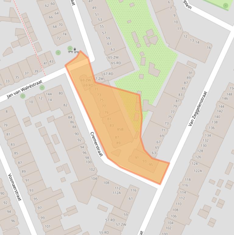 Kaart van postcodegebied 2032KN.