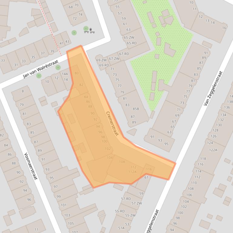 Kaart van postcodegebied 2032KS.