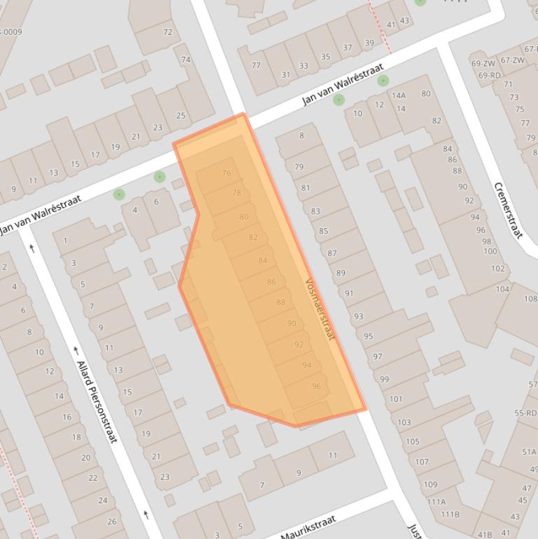 Kaart van postcodegebied 2032LG.