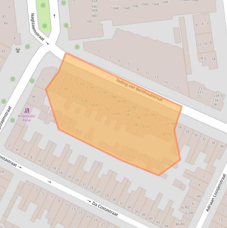 Kaart van postcodegebied 2032LL.