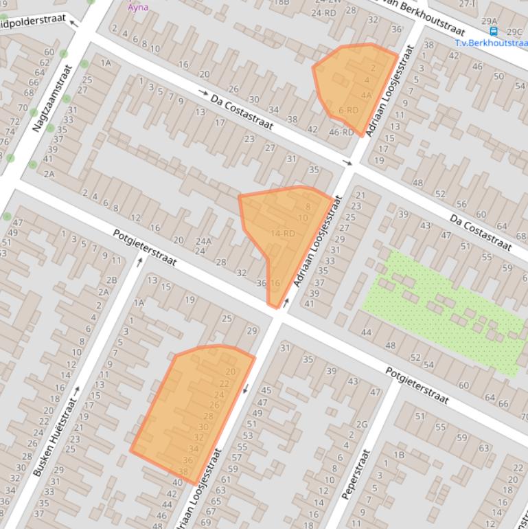 Kaart van postcodegebied 2032MC.