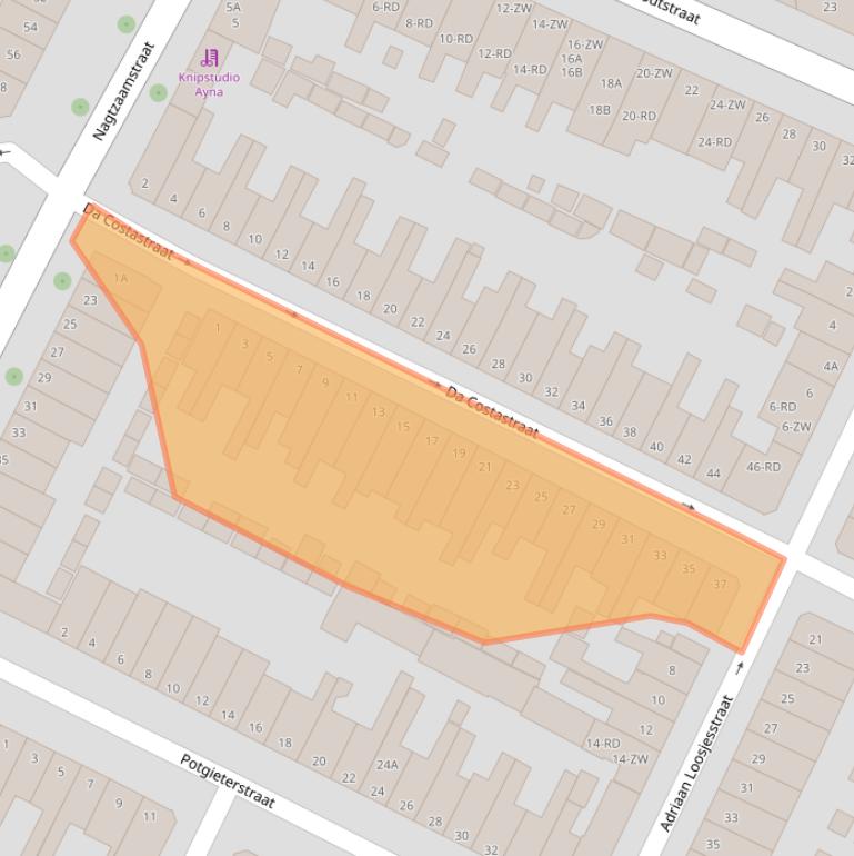 Kaart van postcodegebied 2032ME.