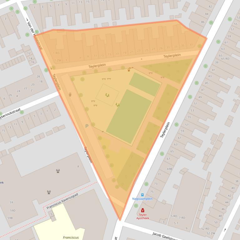 Kaart van postcodegebied 2032NA.