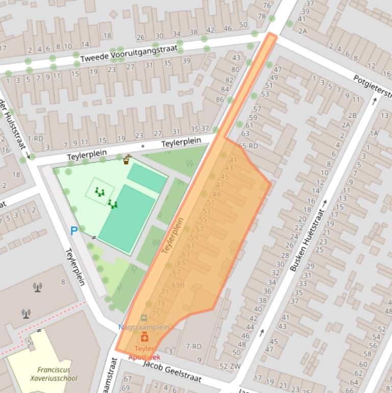 Kaart van postcodegebied 2032NB.
