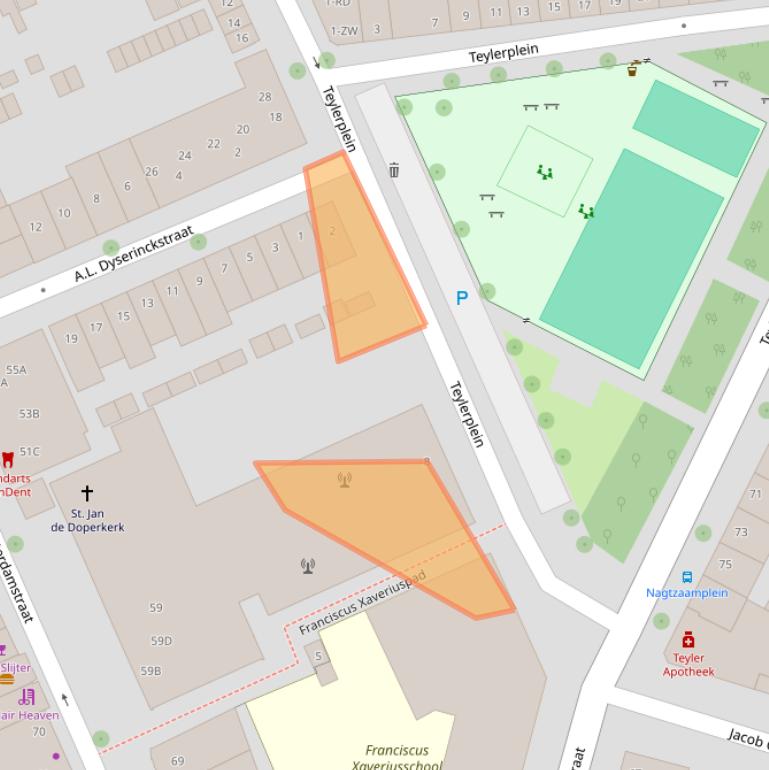 Kaart van postcodegebied 2032NC.