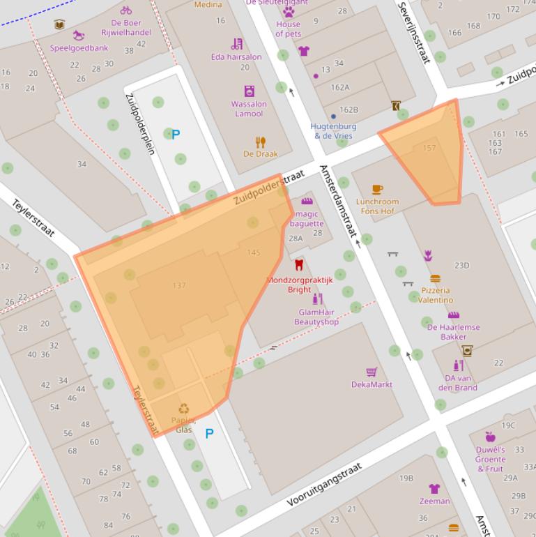 Kaart van postcodegebied 2032PC.