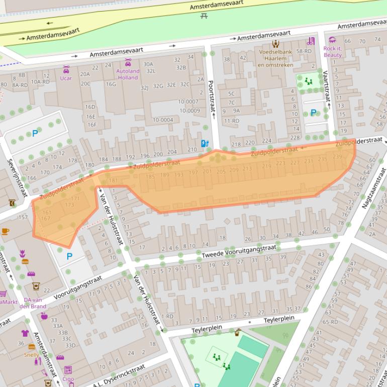Kaart van postcodegebied 2032PE.