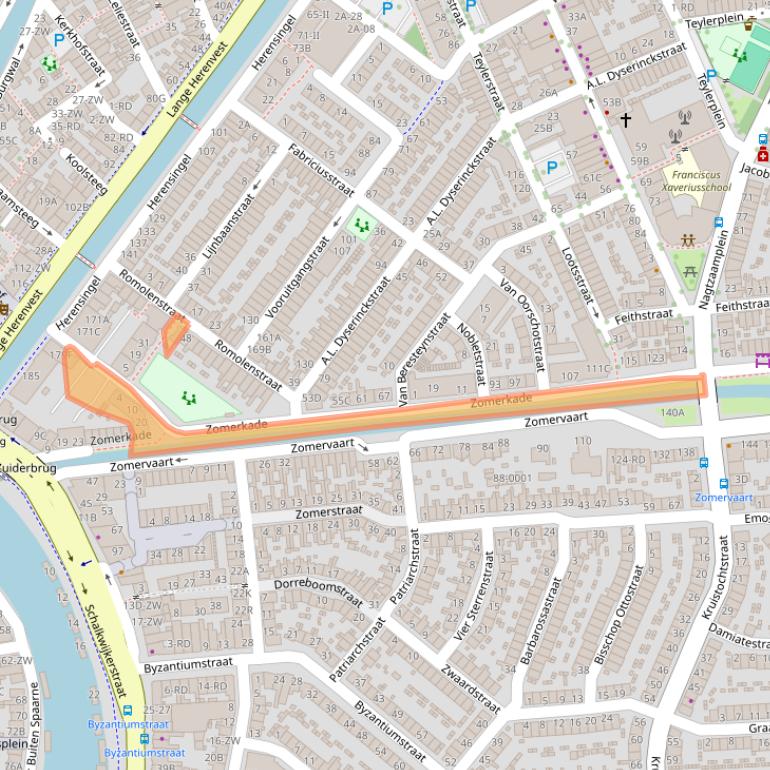 Kaart van postcodegebied 2032PX.