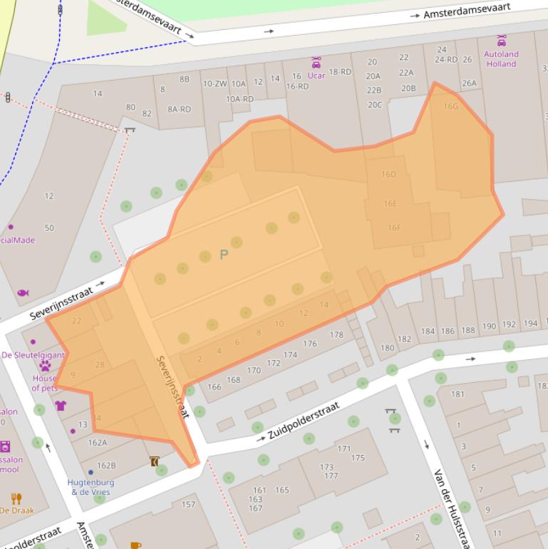 Kaart van postcodegebied 2032PZ.