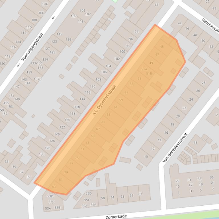 Kaart van postcodegebied 2032RB.