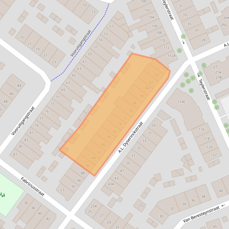 Kaart van postcodegebied 2032RD.