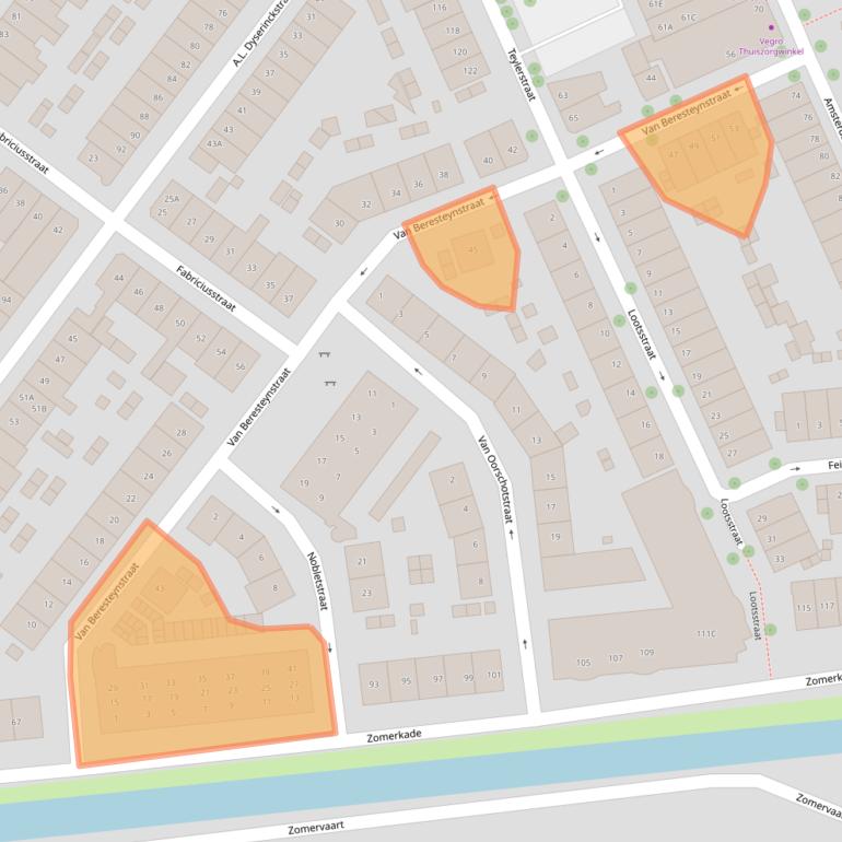 Kaart van postcodegebied 2032SE.