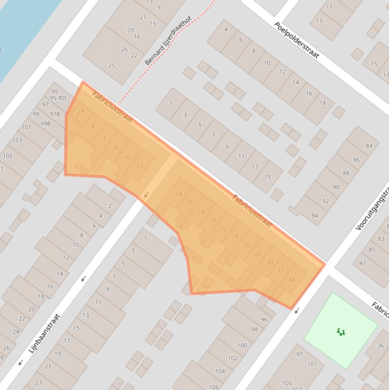 Kaart van postcodegebied 2032SJ.