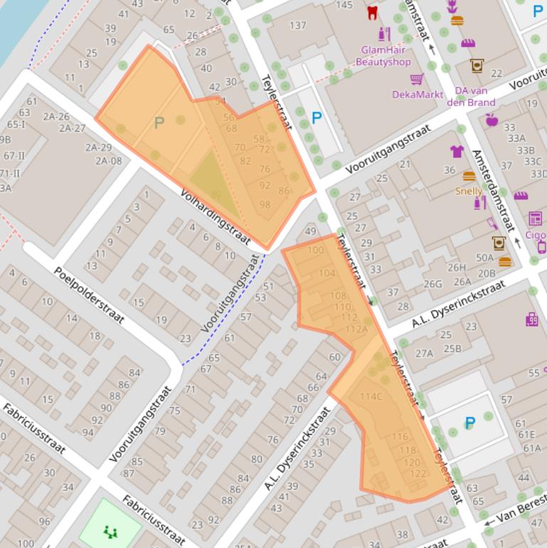Kaart van postcodegebied 2032ST.