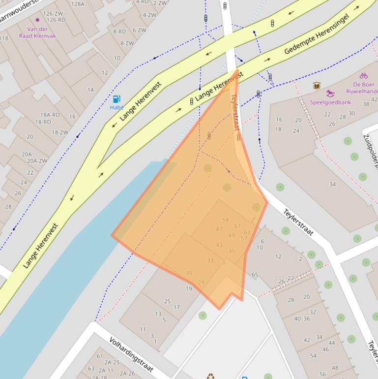 Kaart van postcodegebied 2032SZ.