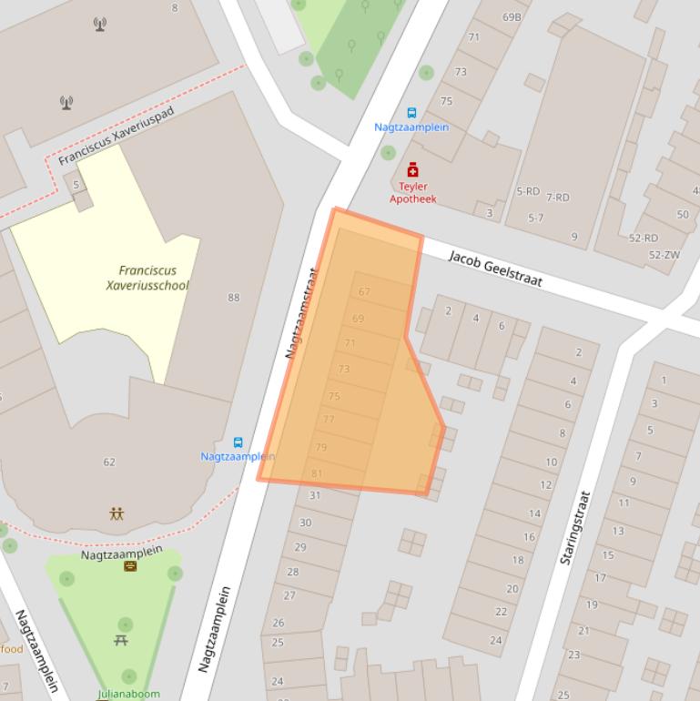 Kaart van postcodegebied 2032TE.