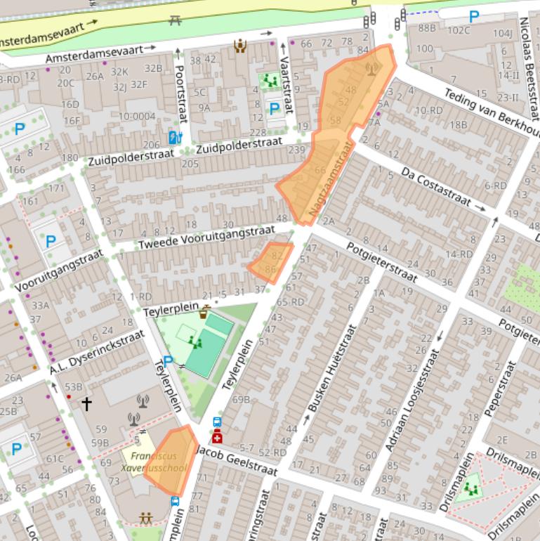 Kaart van postcodegebied 2032TH.