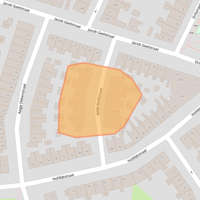 Kaart van postcodegebied 2032VE.