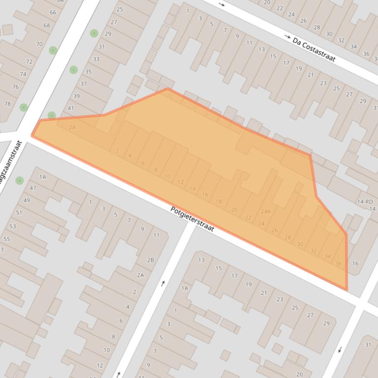 Kaart van postcodegebied 2032VP.