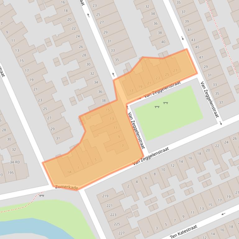 Kaart van postcodegebied 2032WD.