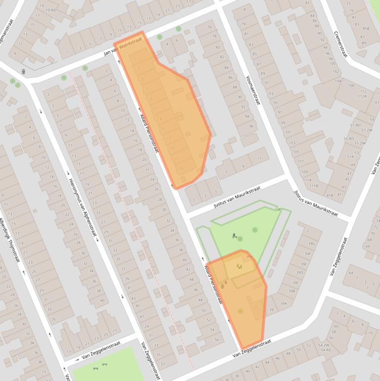 Kaart van postcodegebied 2032XP.