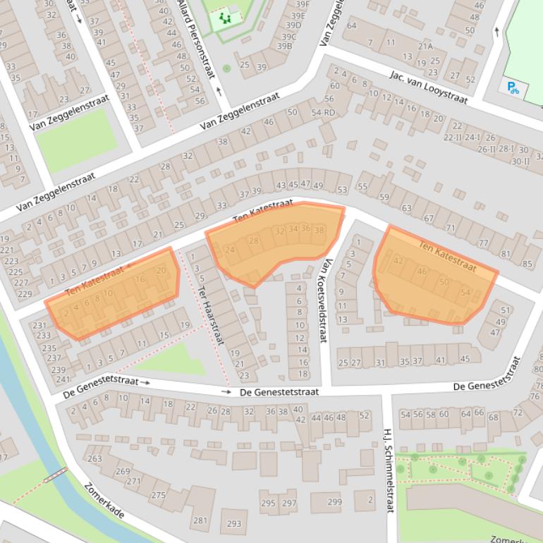 Kaart van postcodegebied 2032ZP.