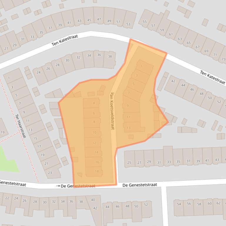 Kaart van postcodegebied 2032ZR.
