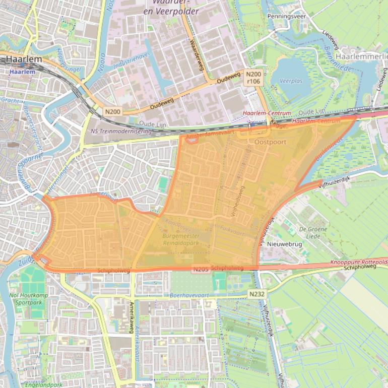 Kaart van postcodegebied 2033.