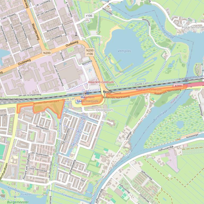 Kaart van postcodegebied 2033AA.