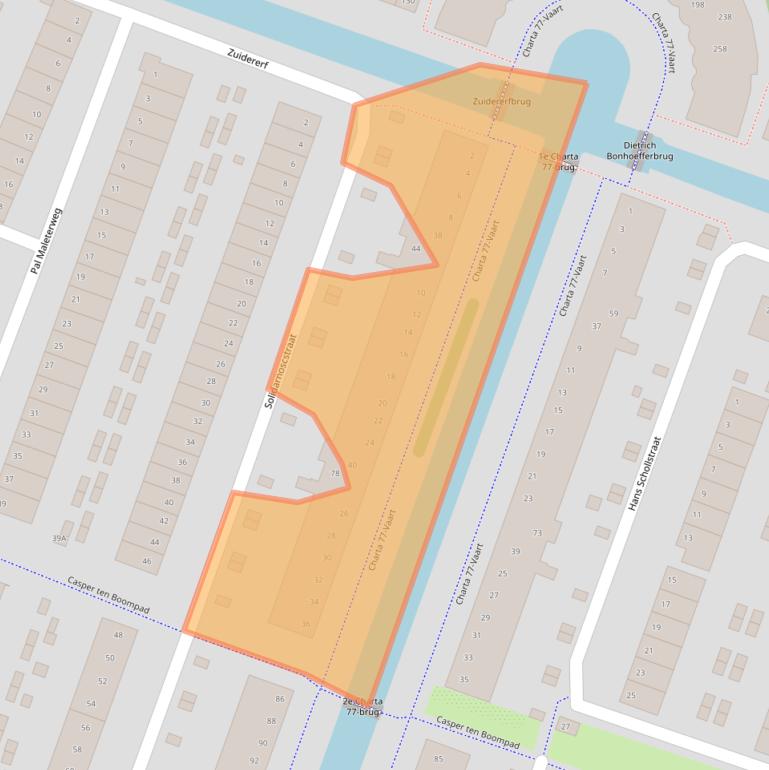 Kaart van postcodegebied 2033BE.