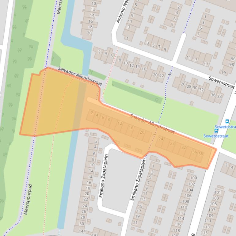 Kaart van postcodegebied 2033CA.