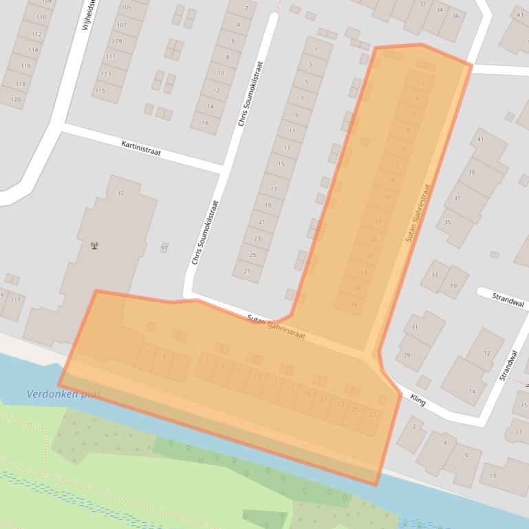 Kaart van postcodegebied 2033CL.