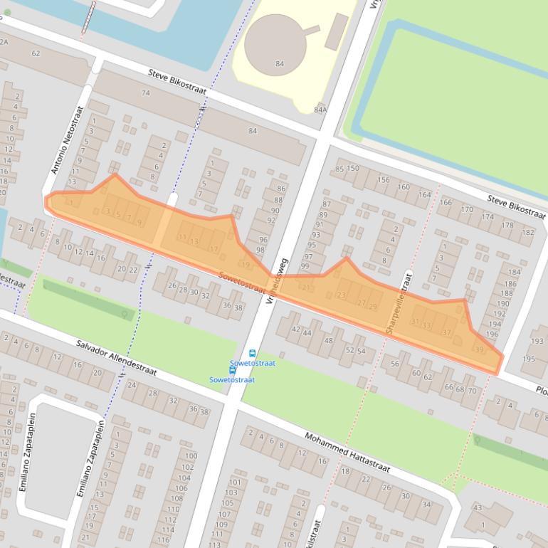 Kaart van postcodegebied 2033CX.