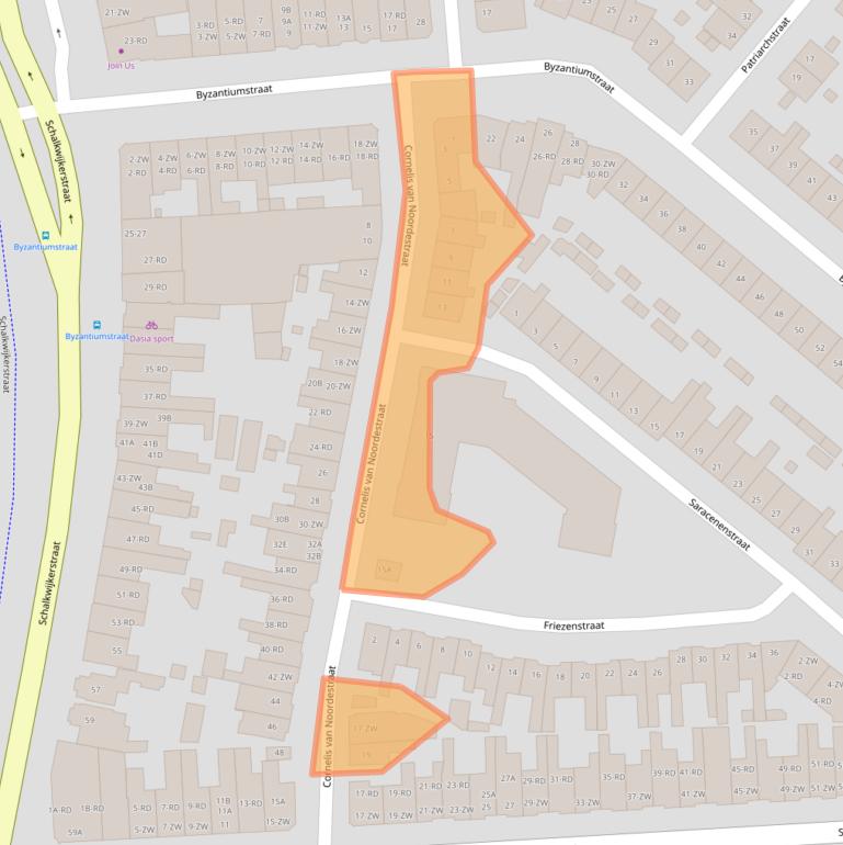Kaart van postcodegebied 2033EC.