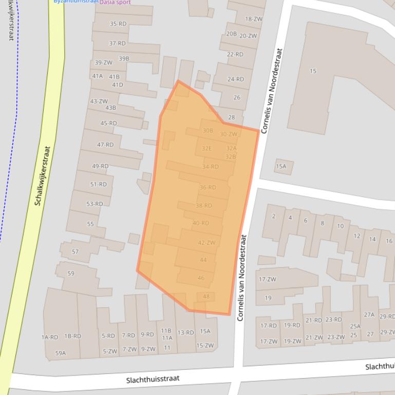 Kaart van postcodegebied 2033EE.