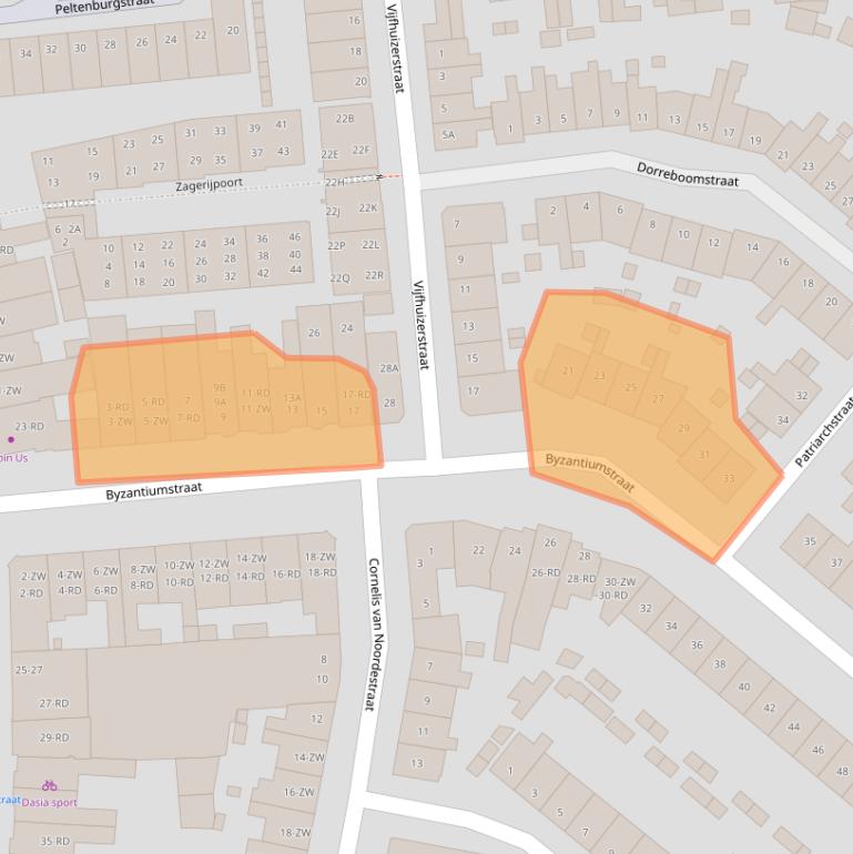 Kaart van postcodegebied 2033EG.