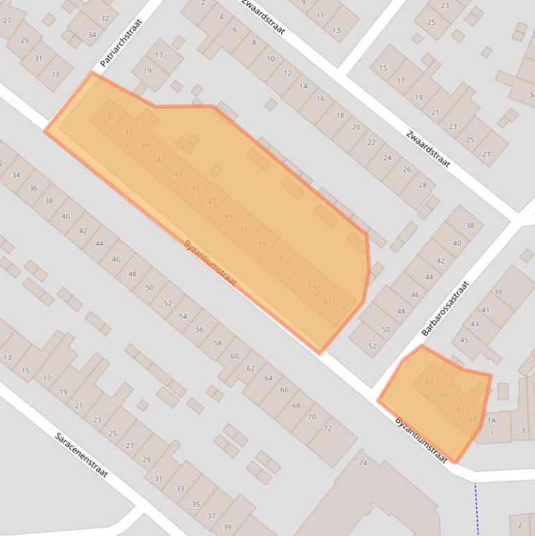 Kaart van postcodegebied 2033EH.