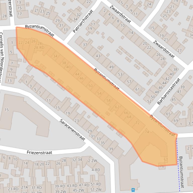 Kaart van postcodegebied 2033EK.