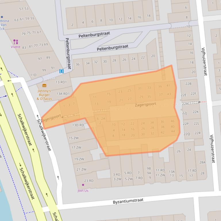 Kaart van postcodegebied 2033ET.