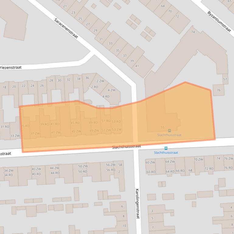 Kaart van postcodegebied 2033HC.