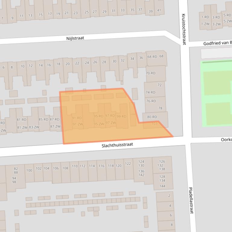 Kaart van postcodegebied 2033HE.