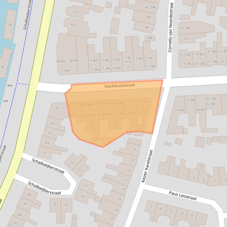 Kaart van postcodegebied 2033HG.