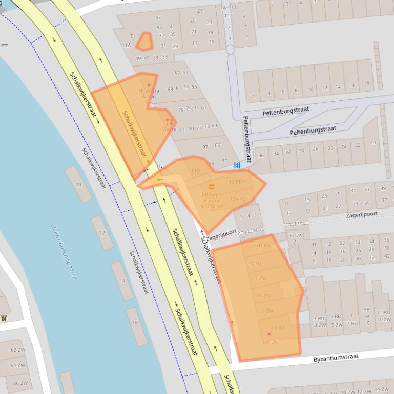 Kaart van postcodegebied 2033JB.