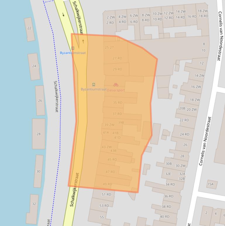 Kaart van postcodegebied 2033JC.