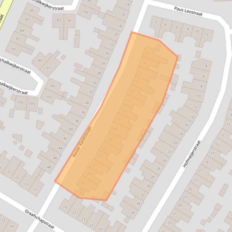 Kaart van postcodegebied 2033KA.