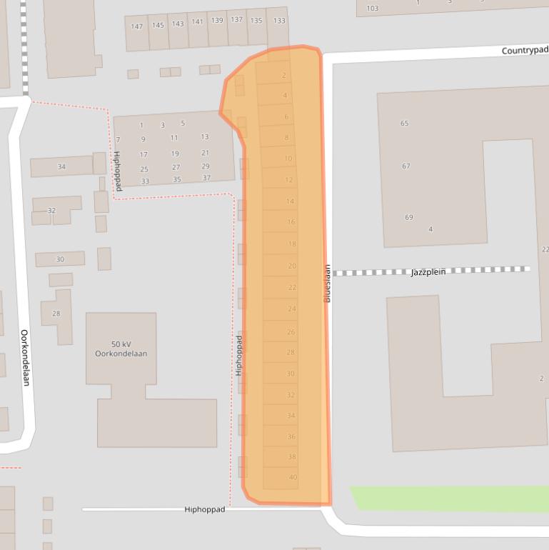 Kaart van postcodegebied 2033KN.