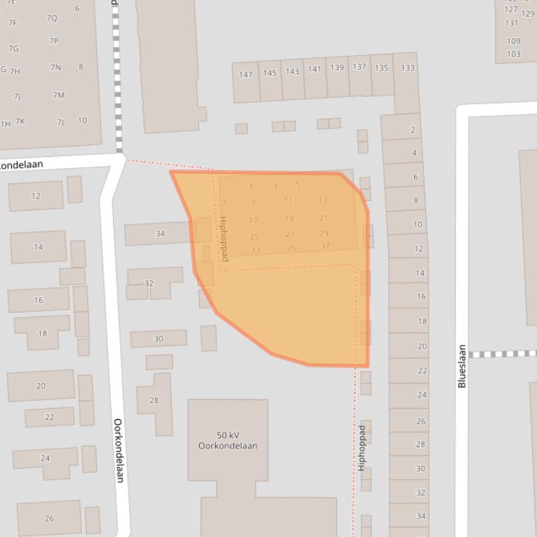 Kaart van postcodegebied 2033KR.