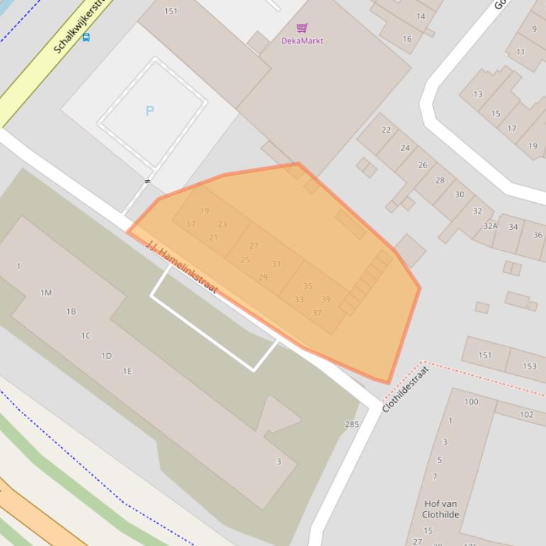 Kaart van postcodegebied 2033LH.